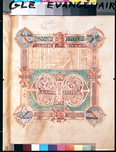 Ms 1045 fol.43 of Ms 233 Uittreksel uit een evangelie met gouden uncialen, uit Saint-Vaast door French School